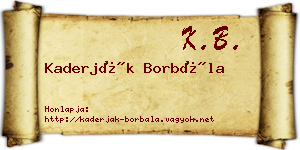 Kaderják Borbála névjegykártya